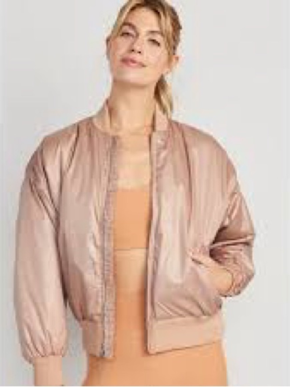 Oversized Water-Resistant Bomber Jacket in Tiramisu/Cream